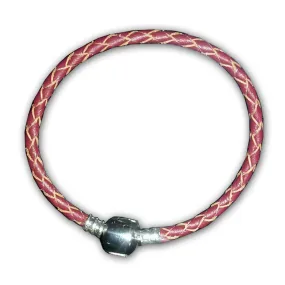 7.0" High Quality Dark Red Real Leather Bracelet For European Snake Chain Charms