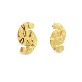 Abstract Crumble Designed Ruffled Stud Earrings