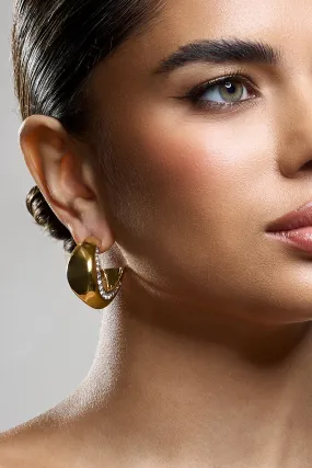 Angel Eyes | Gold Diamante Abstract Hoop Earrings