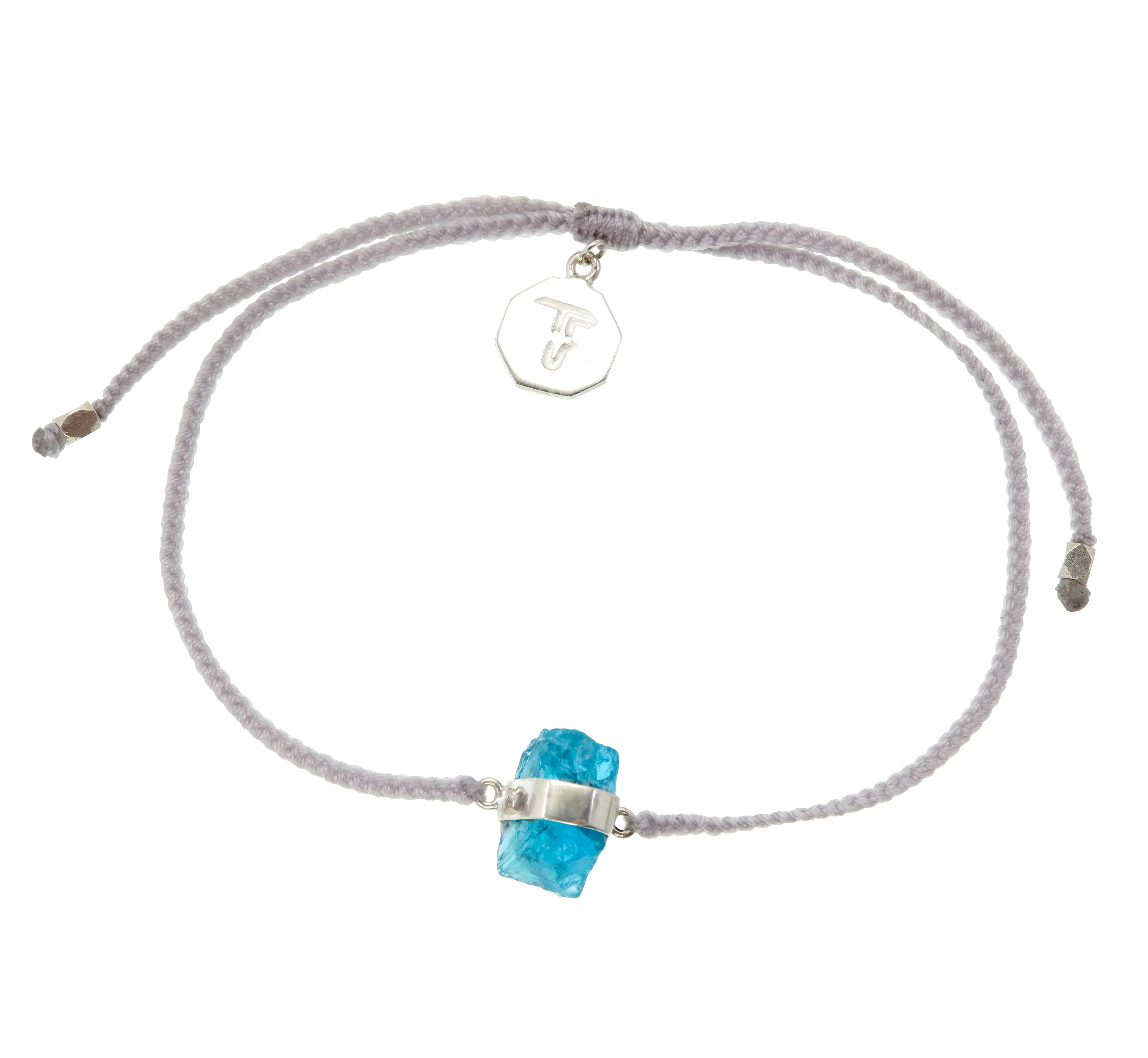 APATITE CRYSTAL BRACELET - PASTEL GREY  - SILVER