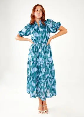 Bennett Gown Teal Ikat Chiffon