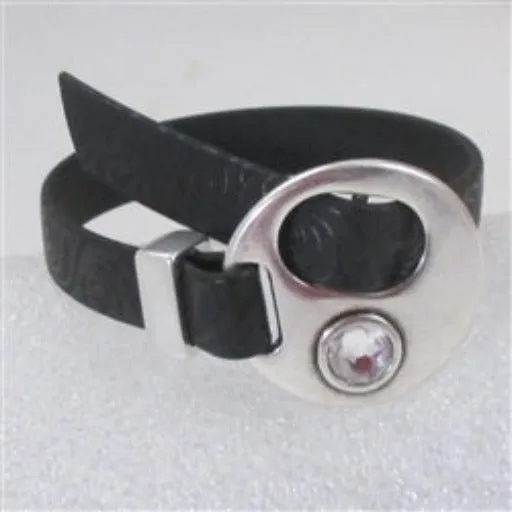 Black Bracelet Soft Supple Vinyl Cord Buckle Style