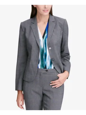 CALVIN KLEIN Womens Gray Plaid Jacket