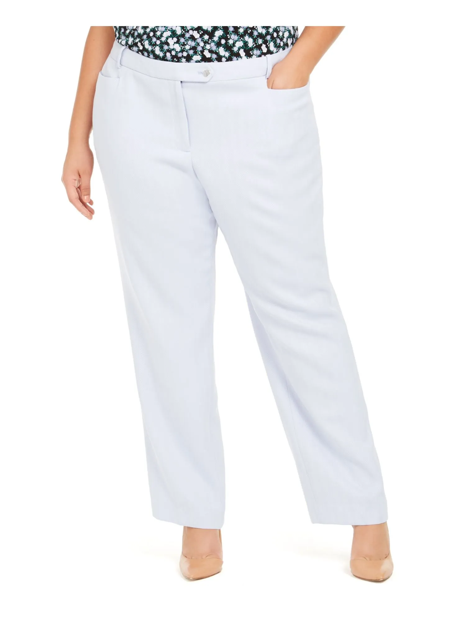 CALVIN KLEIN Womens Herringbone Straight leg Pants