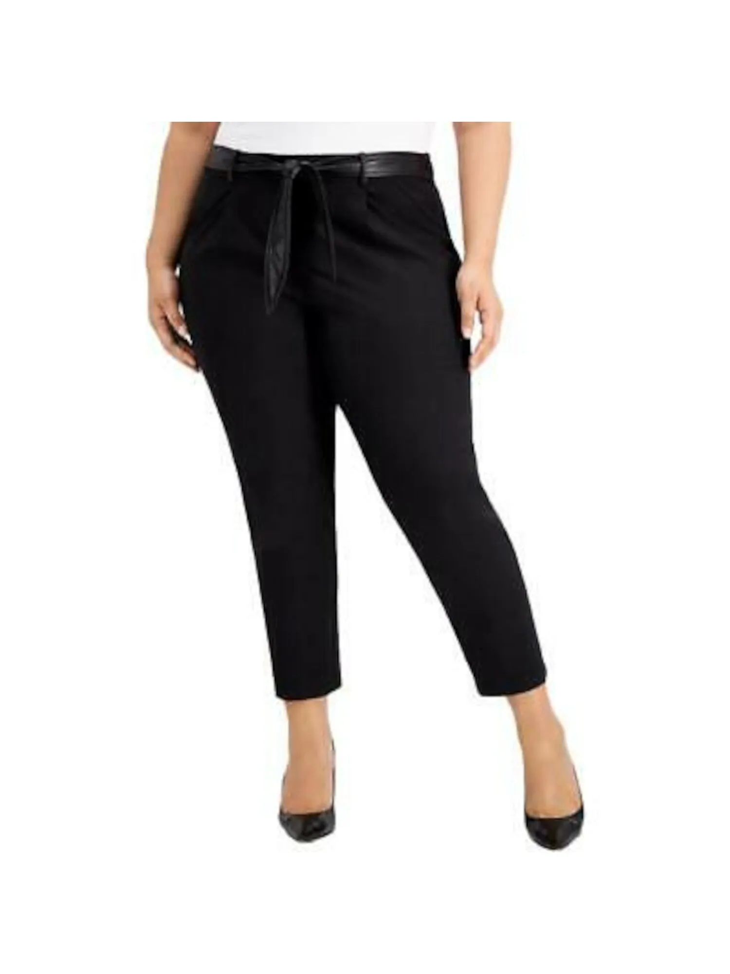 CALVIN KLEIN Womens Stretch Belted Wear To Work Cropped Pants