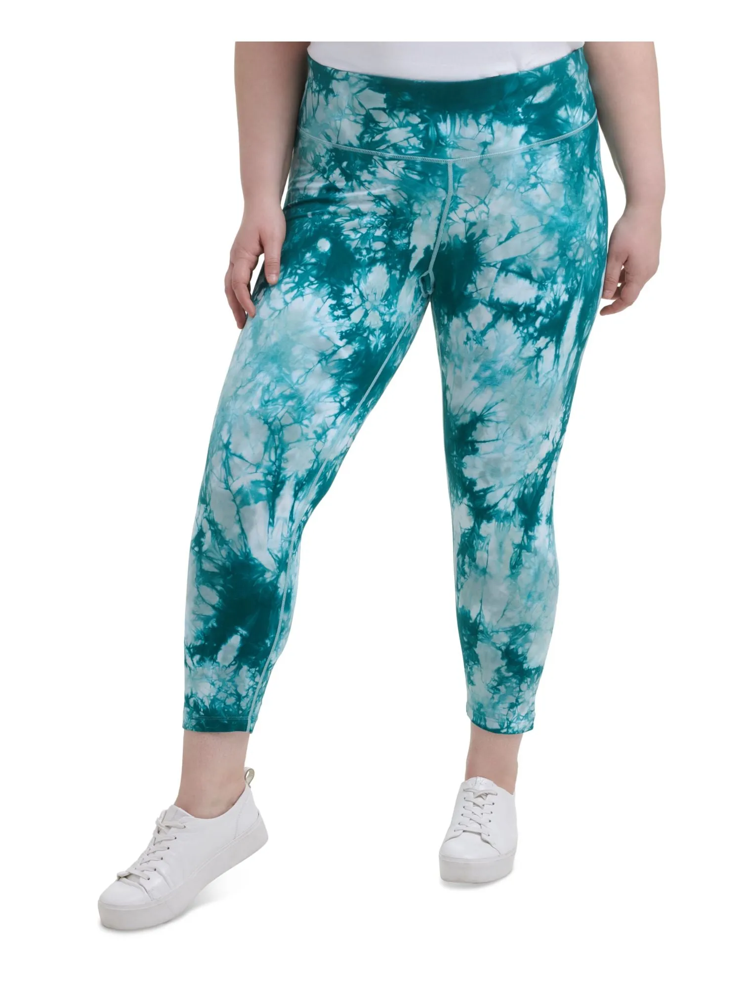 CALVIN KLEIN Womens Stretch Pocketed Tie Dye Active Wear Skinny Leggings