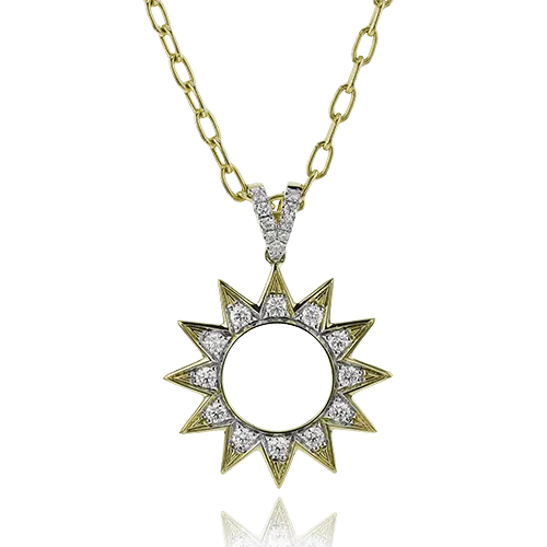 Celestial Medallion Pendant Necklace in 18k Gold with Diamonds