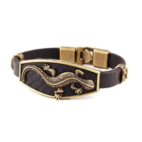 Classic Lizard Leather Cuff Bracelet