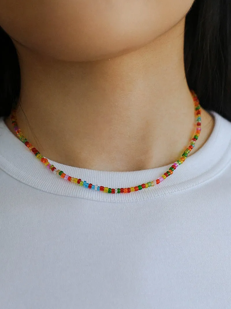 Colorful Beaded Pearl Necklace