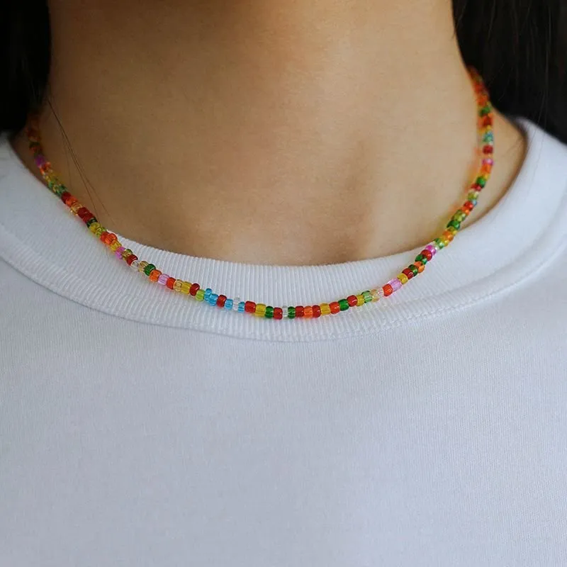 Colorful Beaded Pearl Necklace