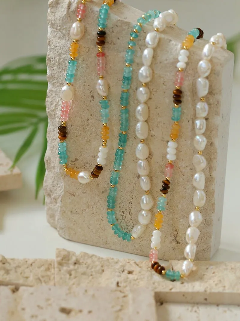 Colorful Natural Stone Stacked Beads Necklace