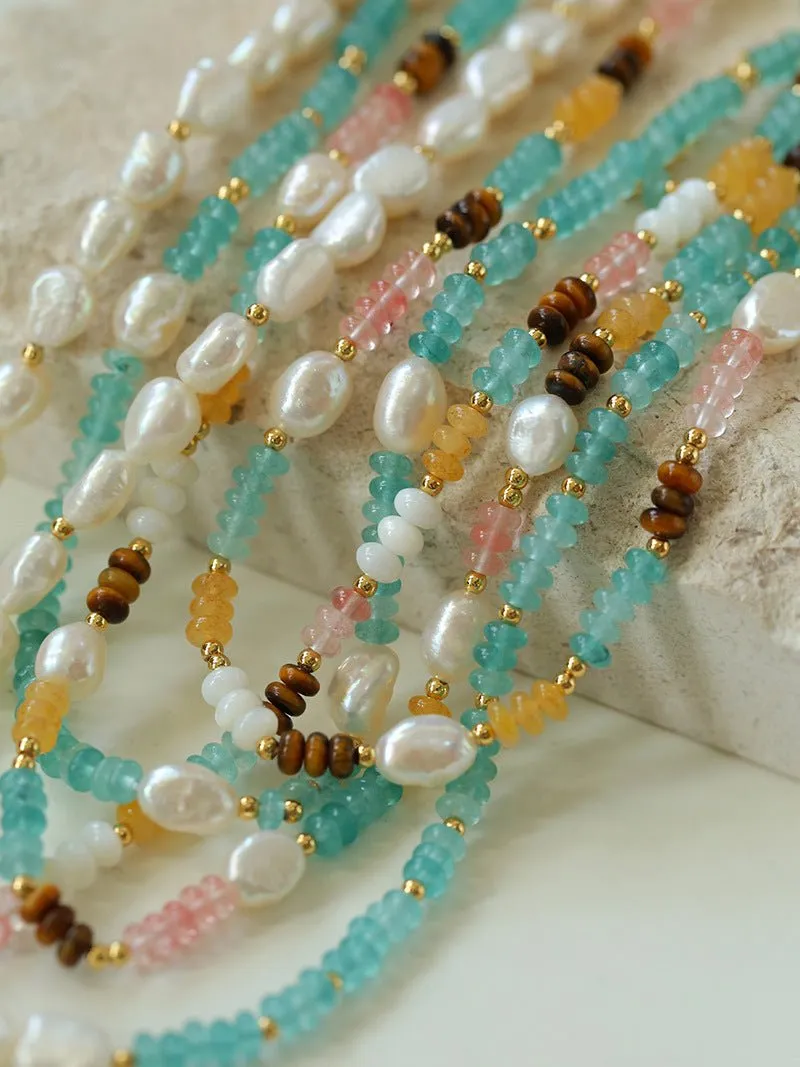 Colorful Natural Stone Stacked Beads Necklace