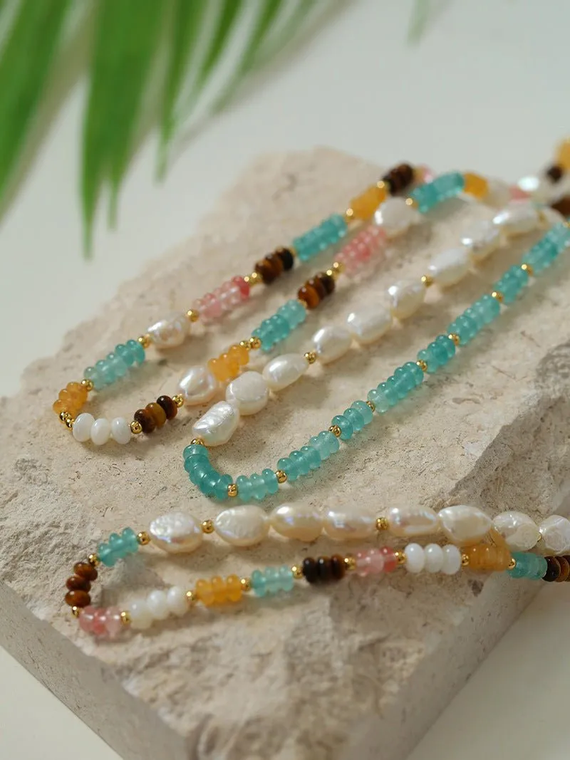 Colorful Natural Stone Stacked Beads Necklace