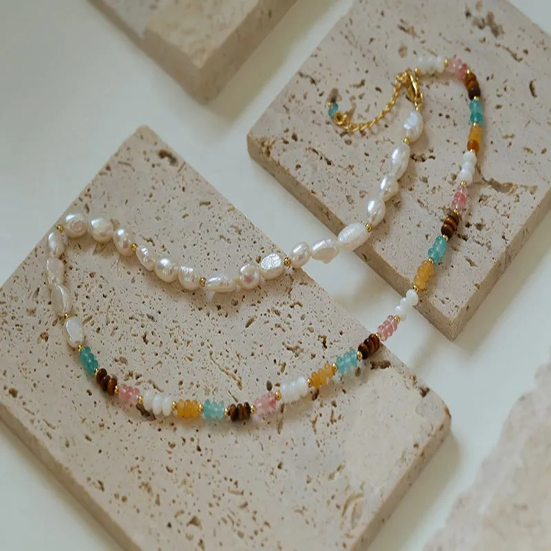 Colorful Natural Stone Stacked Beads Necklace