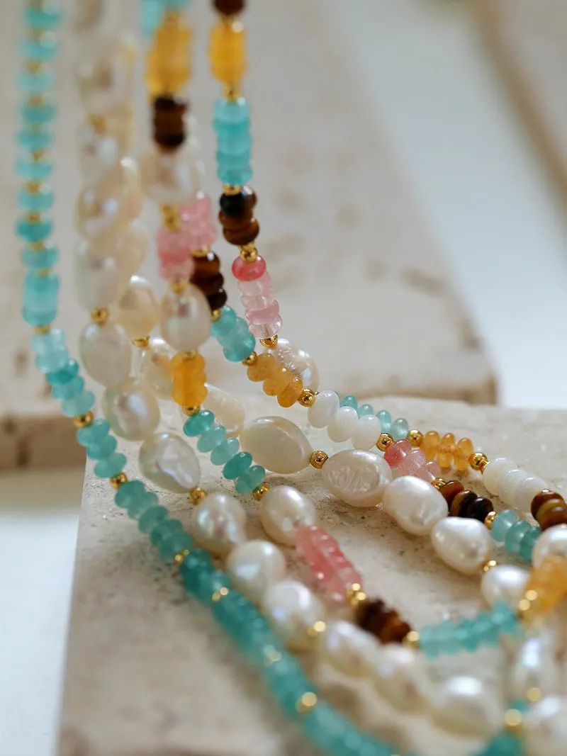 Colorful Natural Stone Stacked Beads Necklace