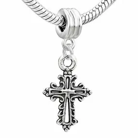 Cross Charm Dangle Charm European Bead Compatible for Most European Snake Chain Bracelet