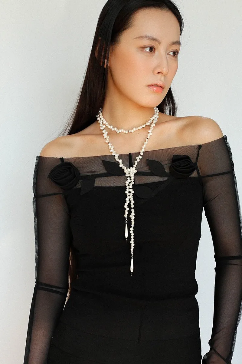 Dance of Pearls Natural Irregular Pearl Long Necklace