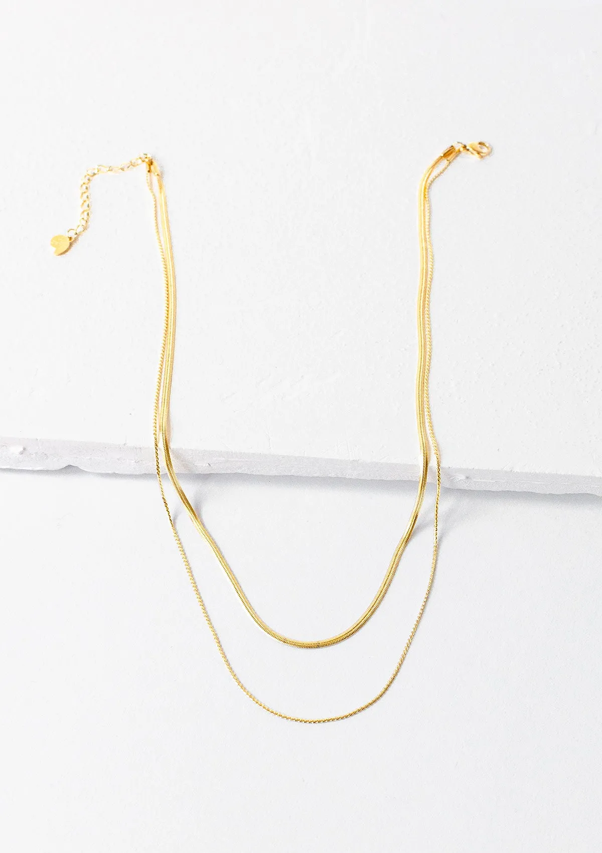 Delicate Layered Necklace Snake Chain Gold