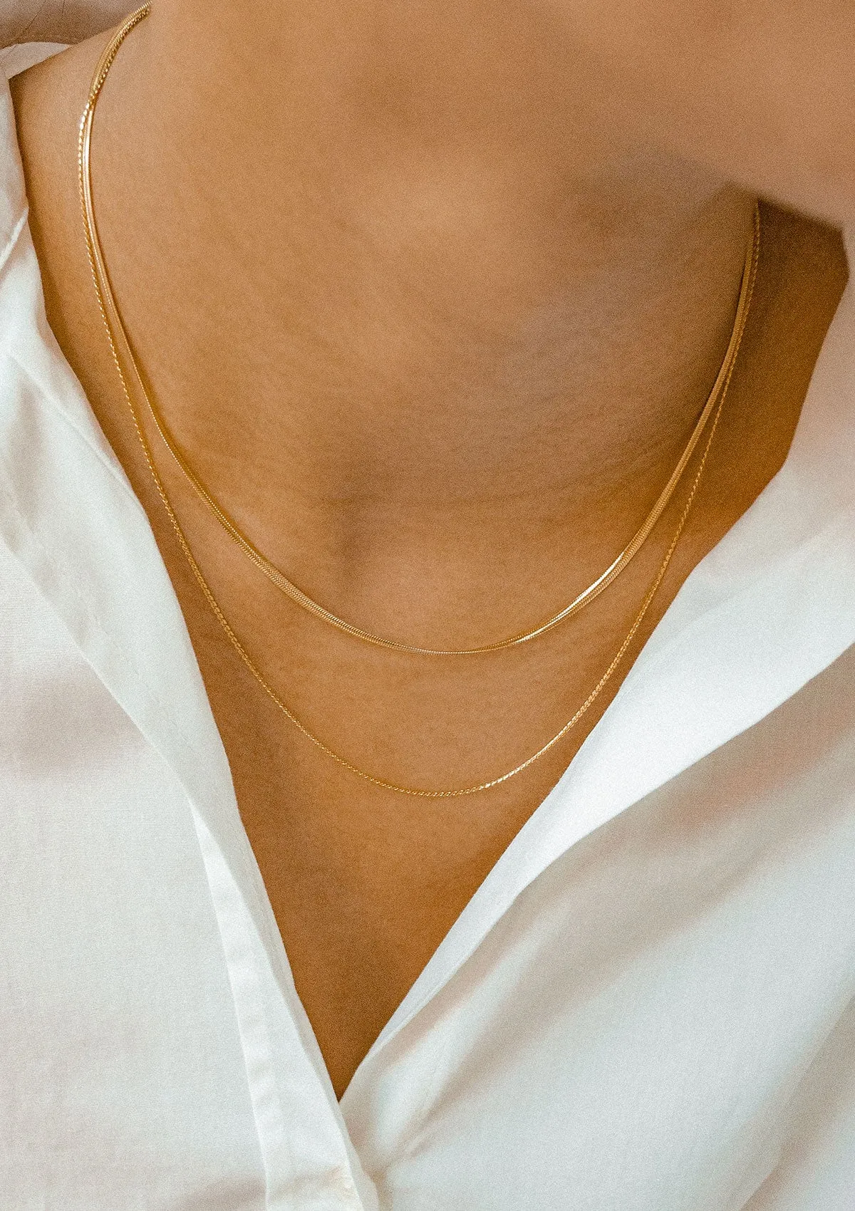 Delicate Layered Necklace Snake Chain Gold