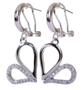 E7131 Rhodium Heart Swarovski Elements Loop Earring