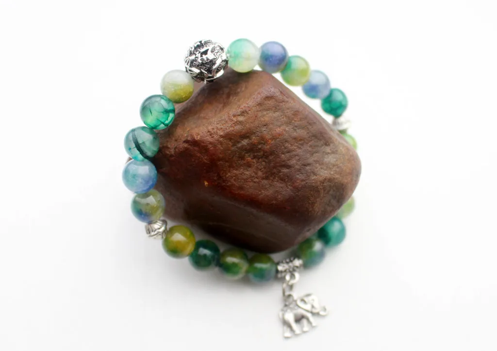 Elephant Charm Stone Beaded Bracelet