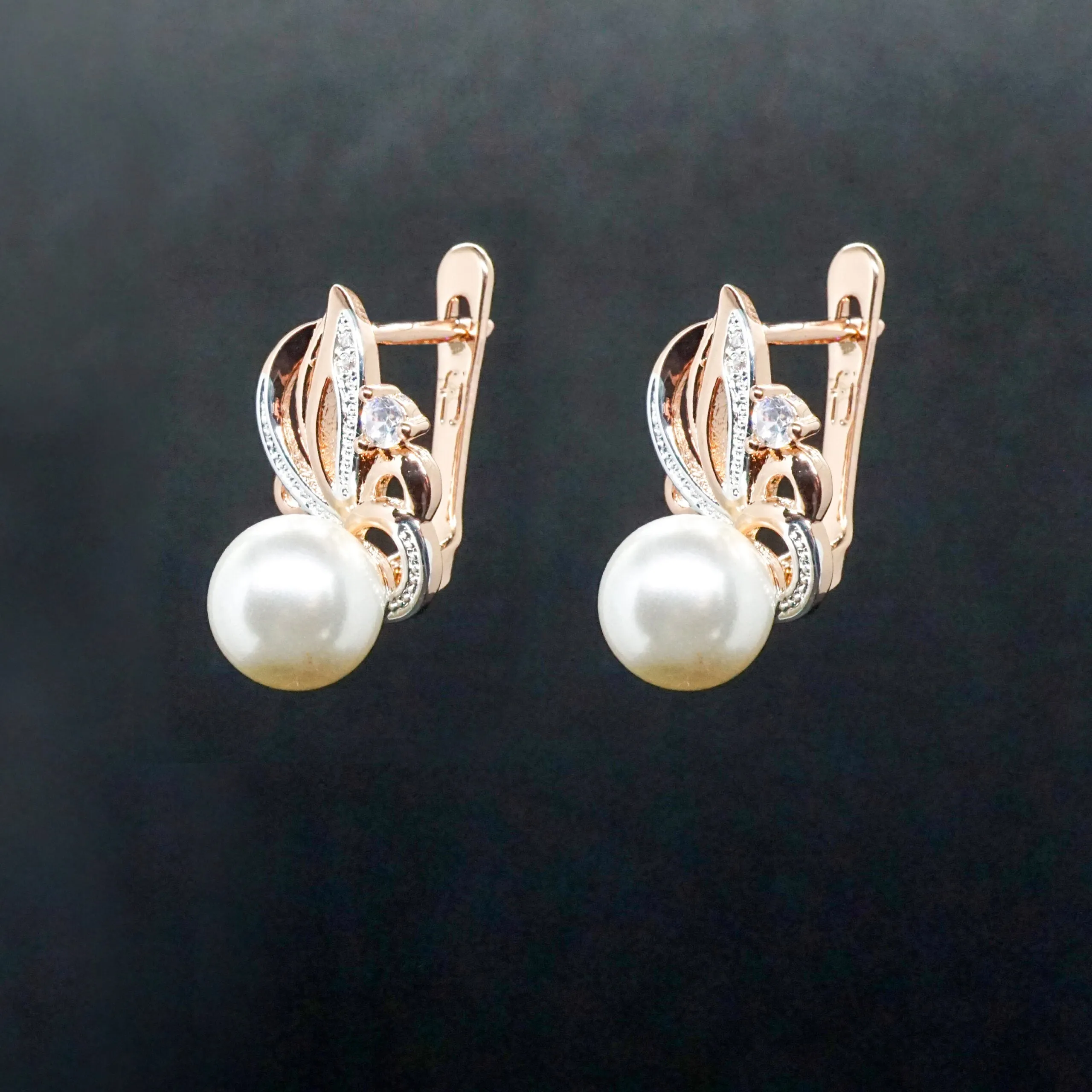 Emily X - Rose Gold White Pearl Drop Earrings