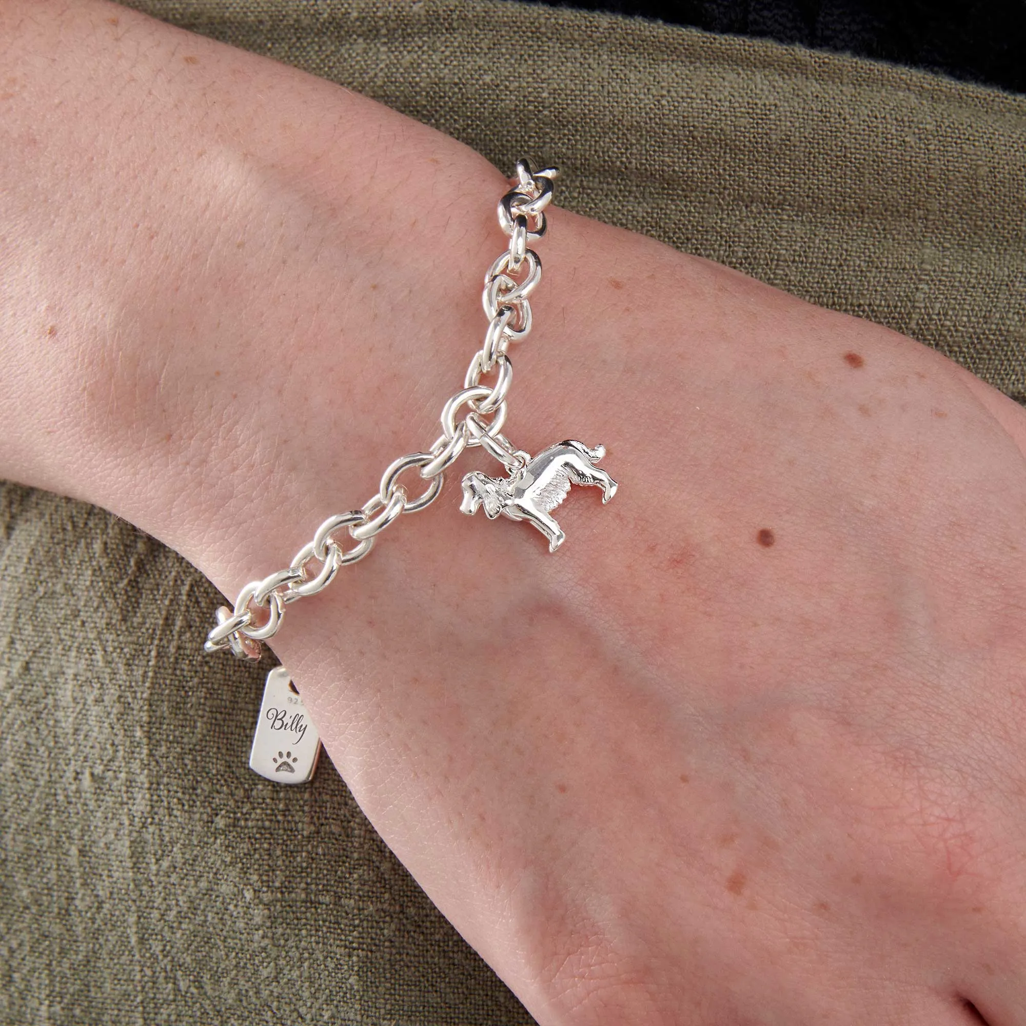 English Cocker Spaniel Silver Dog Charm Bracelet