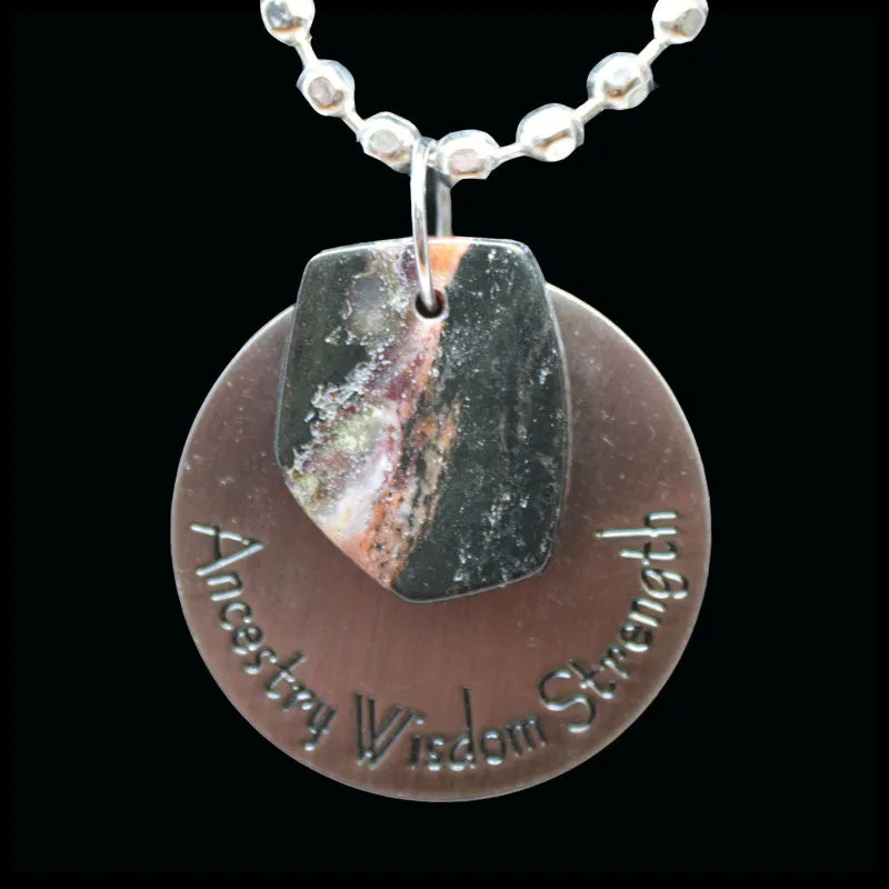 ESC107pw Escape Petrified Wood Medallion Necklace