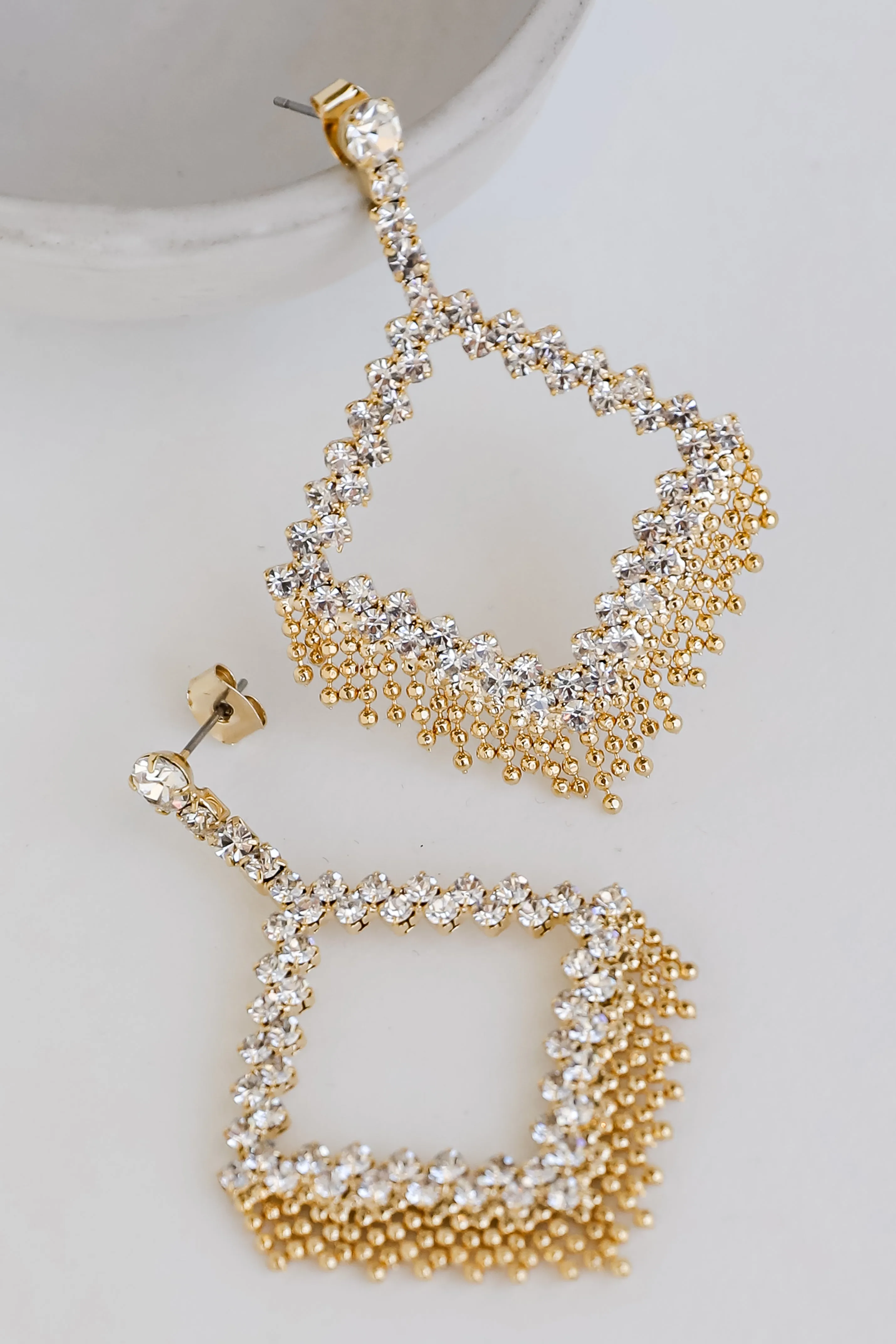 FINAL SALE - Serena Gold Rhinestone Drop Earrings