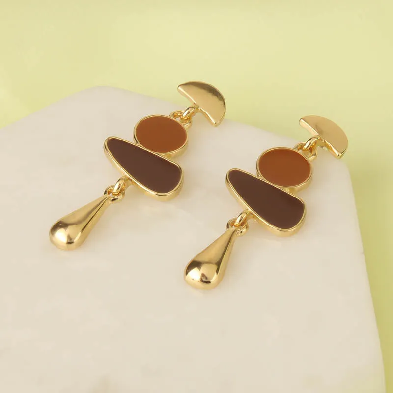 Geometric Abstract Gold Drop Earrings jlt11578