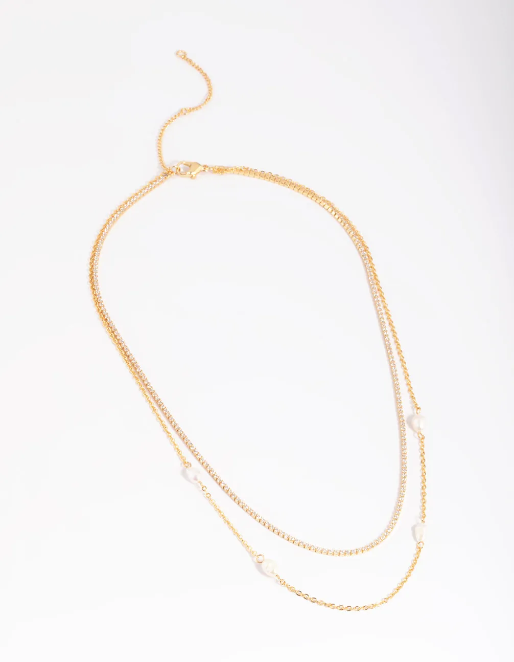 Gold Plated Pearl Layered Necklace