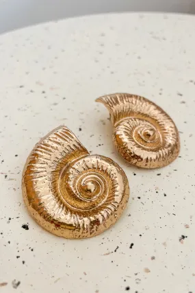 Gold Shell Stud Earrings