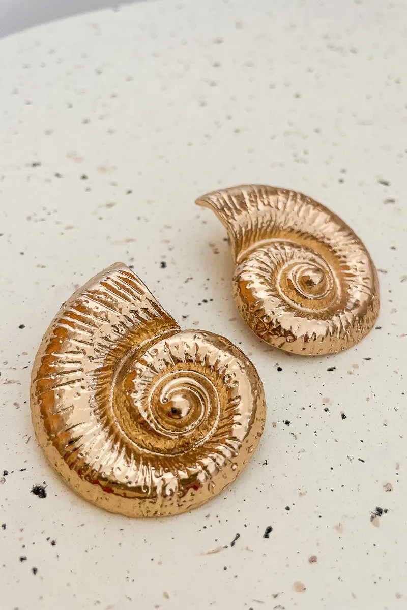 Gold Shell Stud Earrings