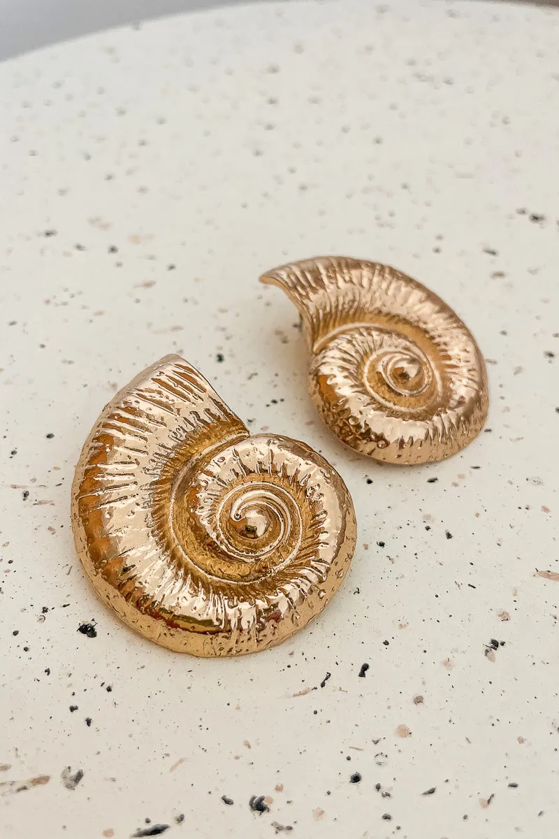 Gold Shell Stud Earrings