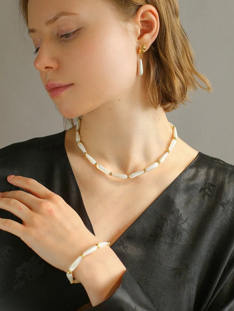 Handmade Water Drop White Mother-of-pearl Necklace