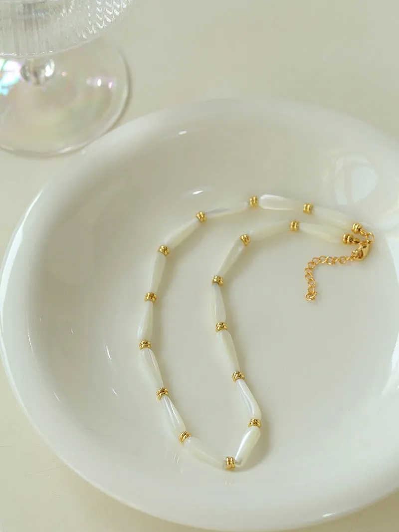 Handmade Water Drop White Mother-of-pearl Necklace