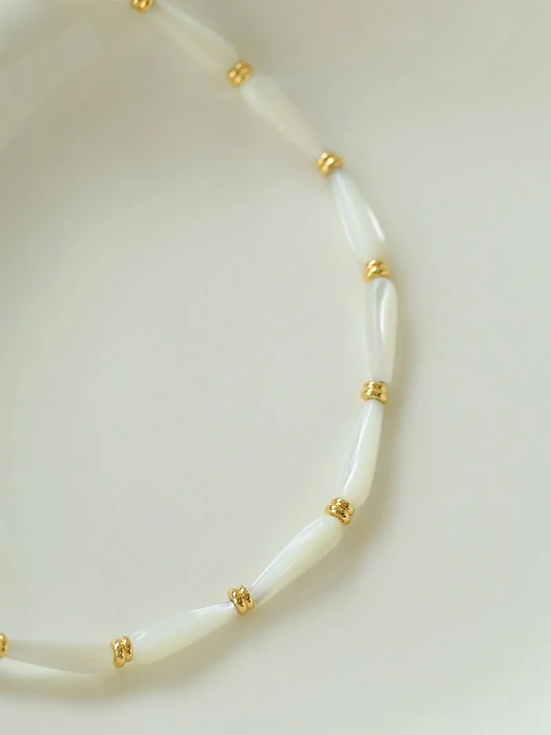 Handmade Water Drop White Mother-of-pearl Necklace