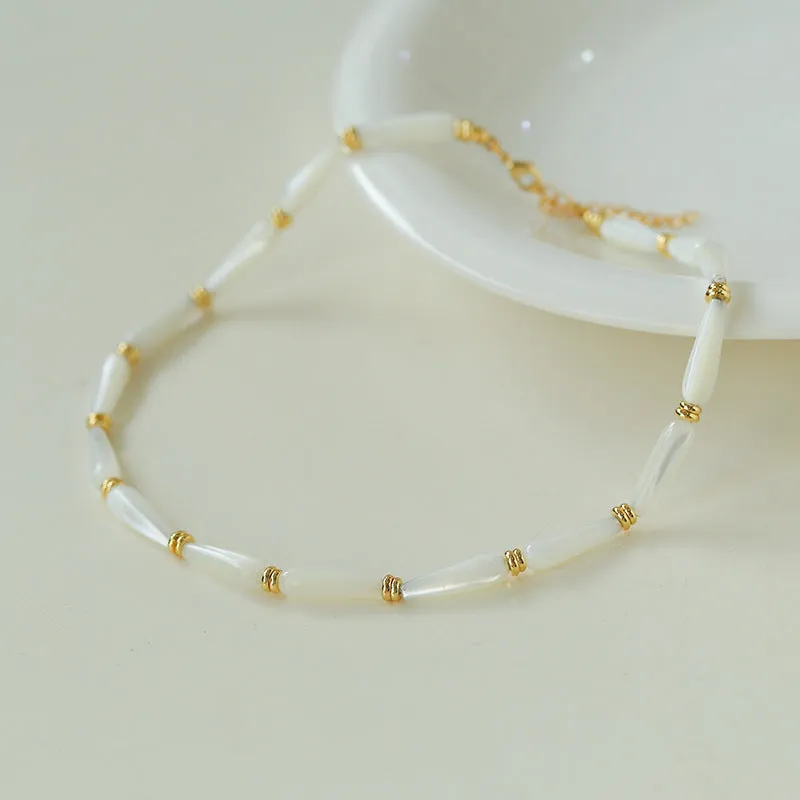 Handmade Water Drop White Mother-of-pearl Necklace