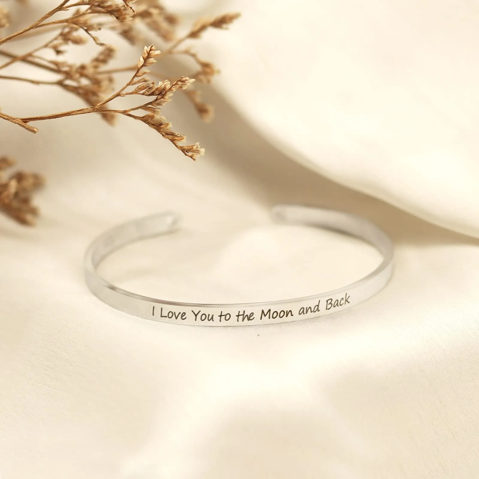 I Love You to The Moon and Back Silver Mantra Bands