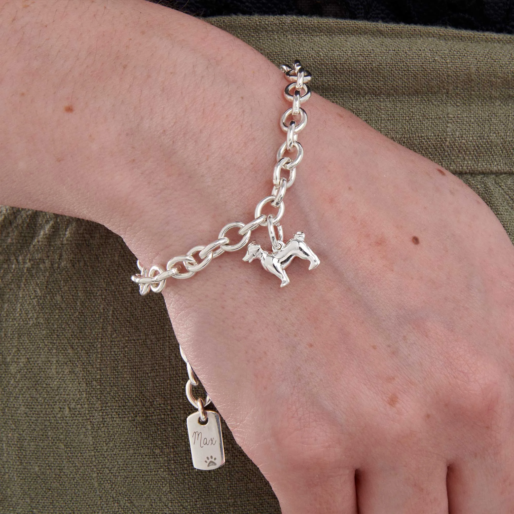 Jack Russell Terrier Silver Dog Charm Bracelet