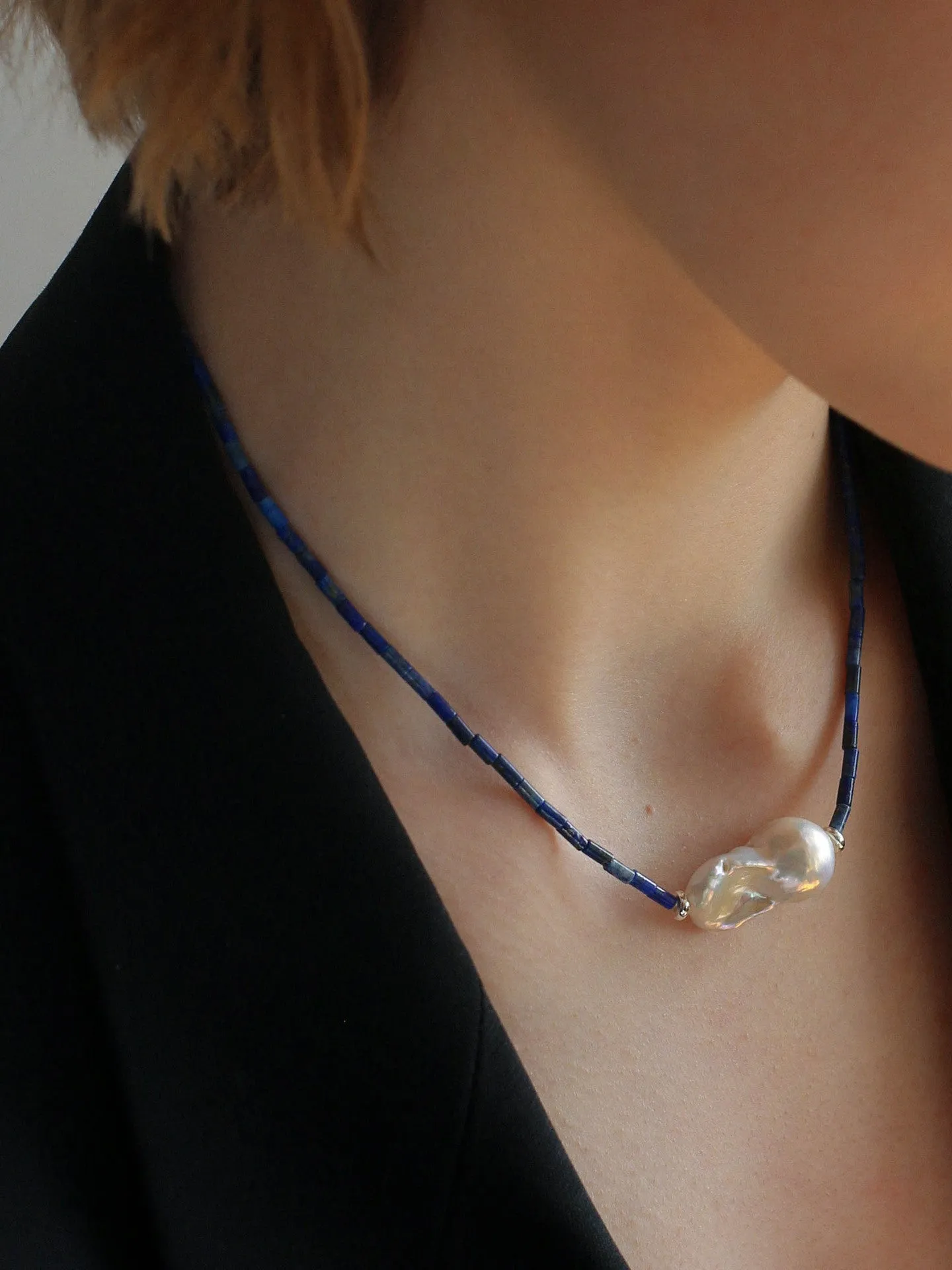 Lapis Lazuli Baroque Pearl Necklace