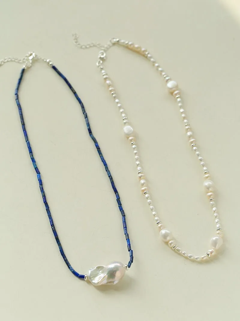 Lapis Lazuli Baroque Pearl Necklace