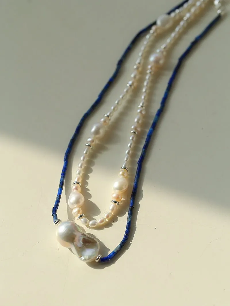 Lapis Lazuli Baroque Pearl Necklace