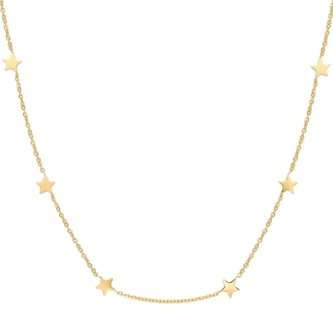 Layering Necklaces Stars and Moon in Gold