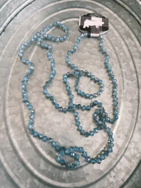 Light Blue & Tan/Silver Beaded Necklace