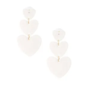 Love White Hearts Drop Earrings