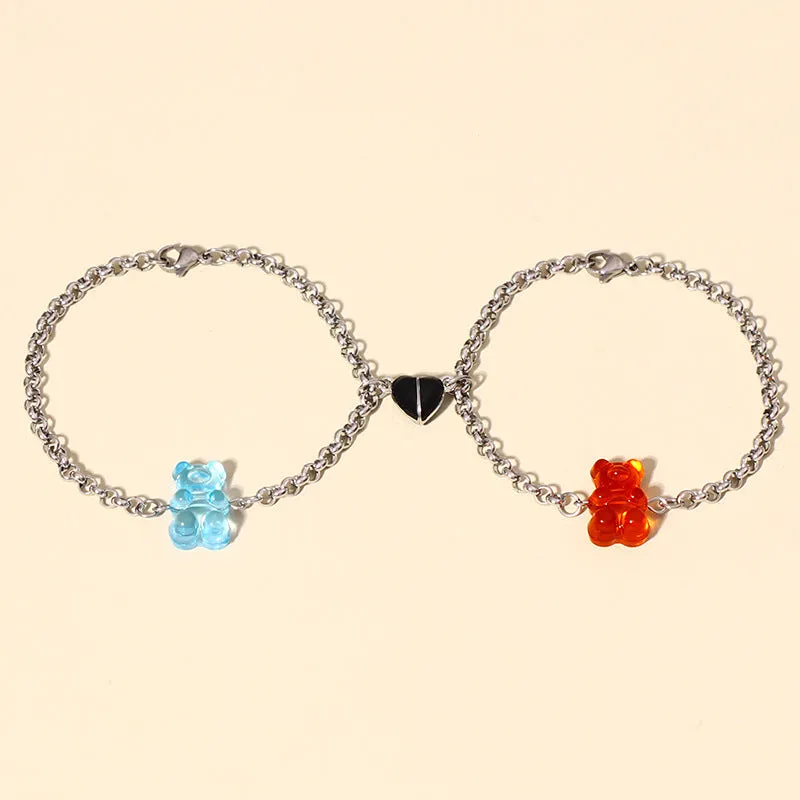 Magnetic Charms Bear Bracelets Set for Soulmates