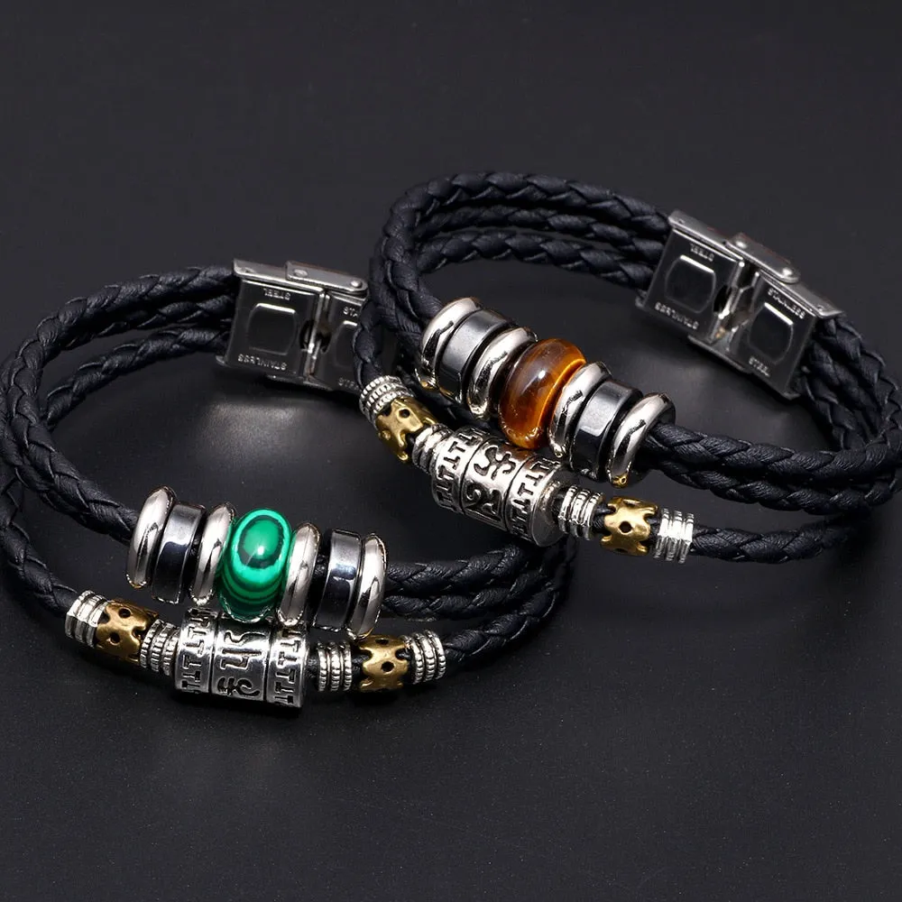 Mens Bracelet Braided Leather