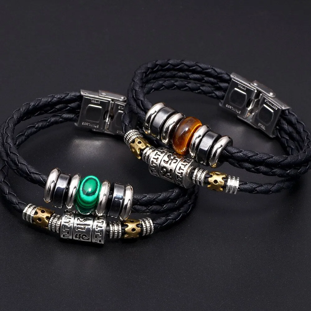 Mens Bracelet Braided Leather