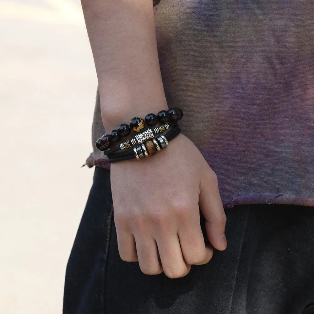 Mens Bracelet Braided Leather